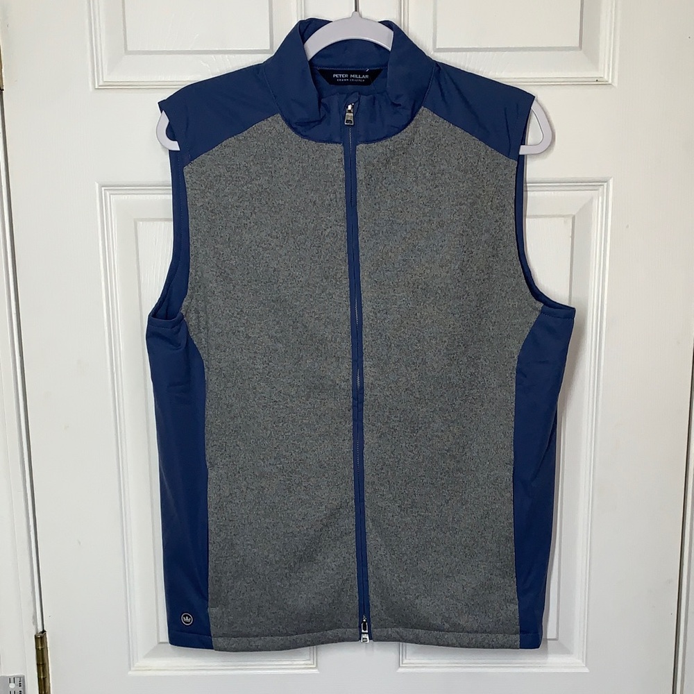 Peter Millar Blue & Gray Full-Zip Performance Vest